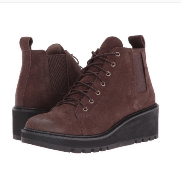 Eileen Fisher Club Suede Lace Up WedgeChelsea Boots Size 6 - Picture 1 of 7
